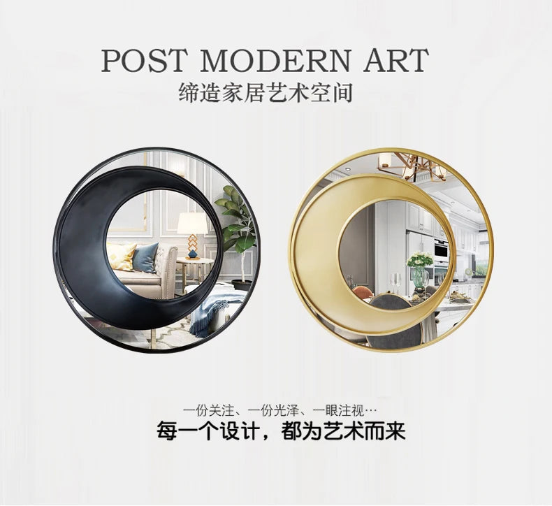 Makeup Gold Mirror Bathroom Metal Frame Design Round Wall Mirror Creative Modern Dekoracyjne Lustra Decoration Living Room