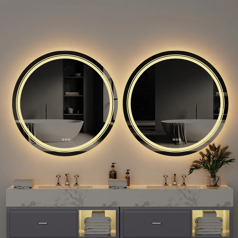 LUVODI Smart Illuminate LED Mirror for Bathroom Round Waterproof Washroom Toliet Wash Basin Bath Shower Fogless Mirror