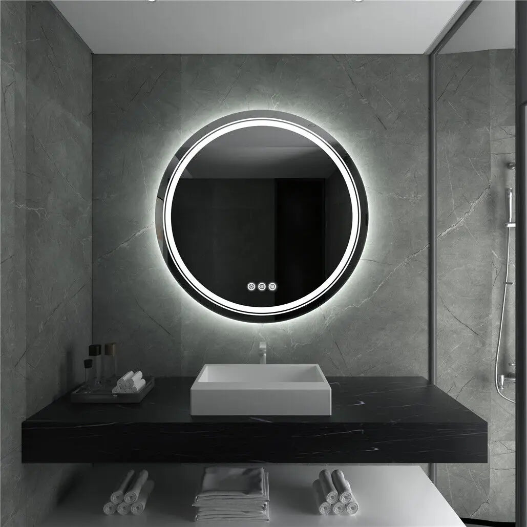 LUVODI Smart Illuminate LED Mirror for Bathroom Round Waterproof Washroom Toliet Wash Basin Bath Shower Fogless Mirror