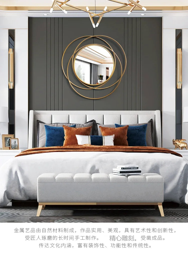 Luxury Modern Decorative Wall Mirrors Metal Small Round Wall Mirrors Bedroom Makeup Hairdresser Espejos Con Luces Room Decor