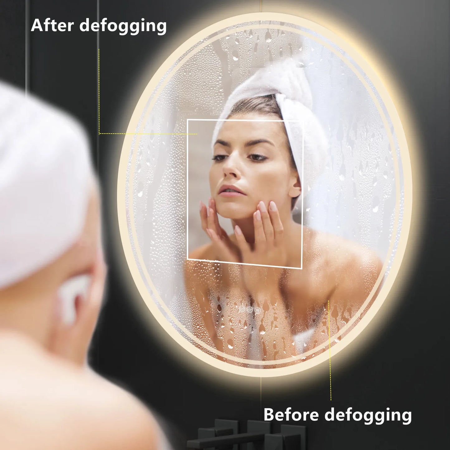 LUVODI Intelligent Illuminate Big Round Mirror for Bathroom Touch Screen Dimmable Anti-fog Bathroom LED Light Mirror