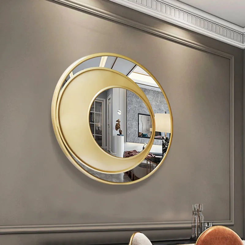 Makeup Gold Mirror Bathroom Metal Frame Design Round Wall Mirror Creative Modern Dekoracyjne Lustra Decoration Living Room