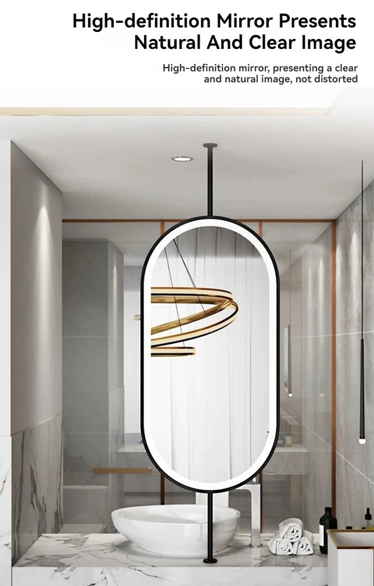 Design Gold Mirror Bathroom Metal Frame Wall Mount Mirror Oval Creative Led Espejos Decorativos Home Decoration Accessories