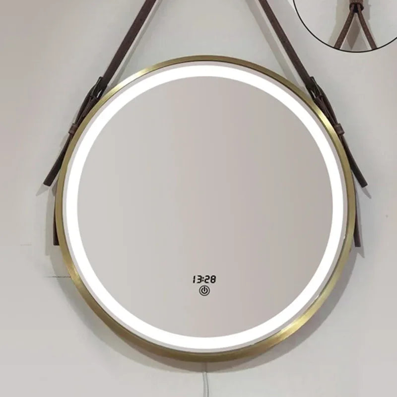 Miroir Mural Rond Style Moderne avec LED | Miroir de Maquillage Suspendu avec Éclairage