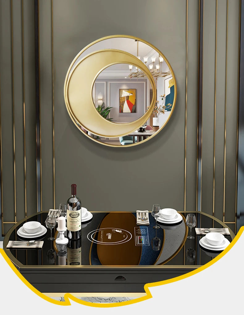 Makeup Gold Mirror Bathroom Metal Frame Design Round Wall Mirror Creative Modern Dekoracyjne Lustra Decoration Living Room