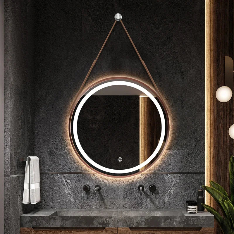 Miroir Mural Rond Style Moderne avec LED | Miroir de Maquillage Suspendu avec Éclairage