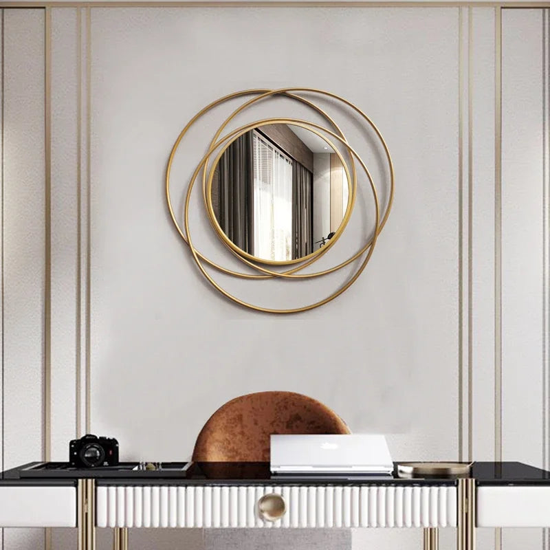 Luxury Modern Decorative Wall Mirrors Metal Small Round Wall Mirrors Bedroom Makeup Hairdresser Espejos Con Luces Room Decor