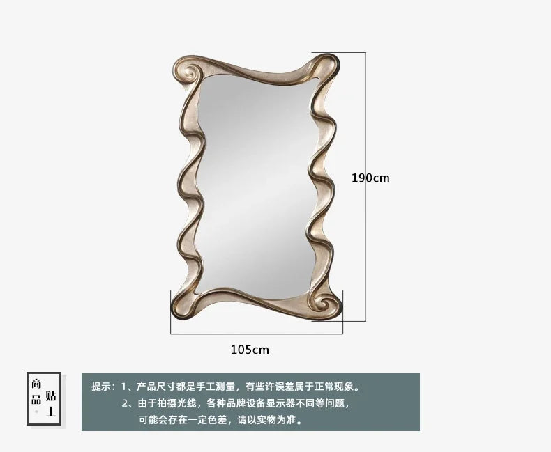 Irregular Full Body Decorative Mirror Bedroom Wavy Floor Large Wall Mirrors Aesthetic Luxury Dressing Espejo Ducha Room Decor