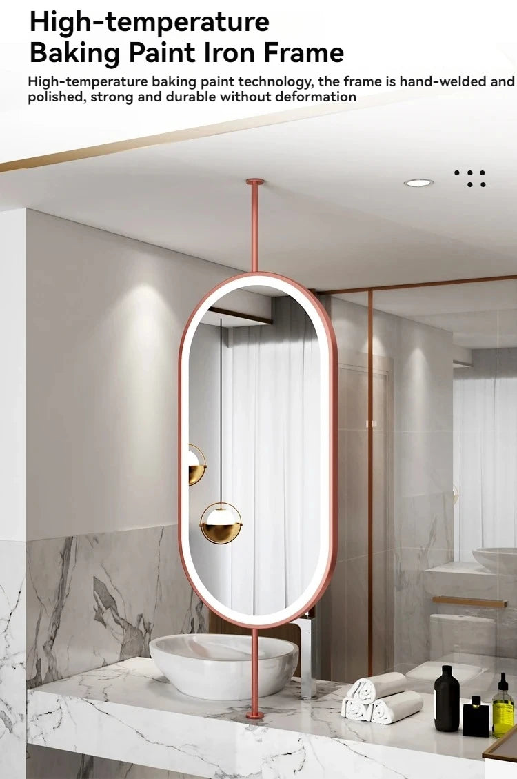 Design Gold Mirror Bathroom Metal Frame Wall Mount Mirror Oval Creative Led Espejos Decorativos Home Decoration Accessories